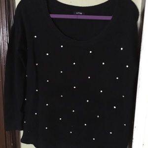 APT 9 black bedazzled sweater